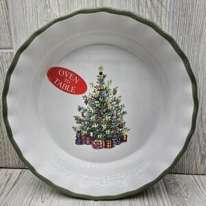 Traditions Holiday Celebrations By Christopher Radko Round Pie Plate Quiche Dish